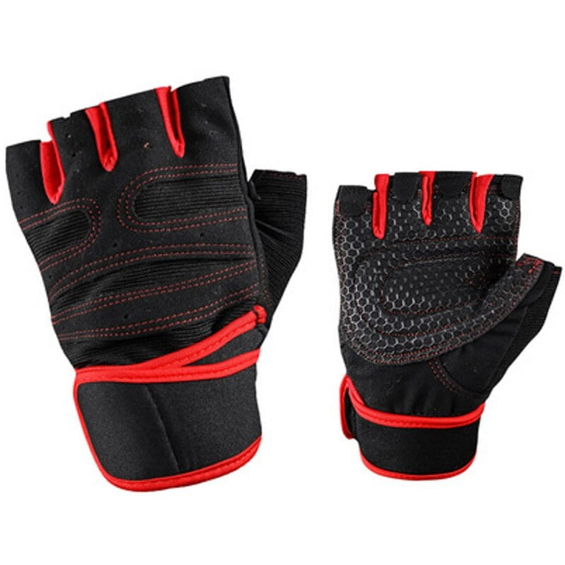 Gym Gloves Half Finger Hand Wrap Wristband Breathable Weightlifting