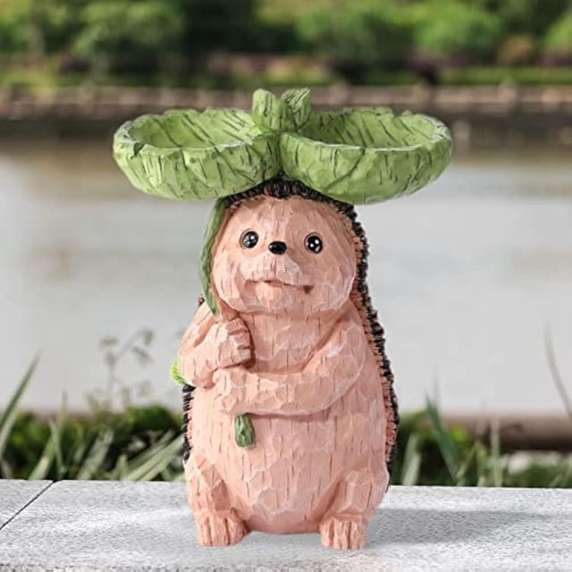 Fiudx Comedero para Pájaros En Forma de Erizo, Bonita Estatua de Resina para Jardín, Colorido Bebedero para Pájaros, Comedero Decorativo para Pájaros Al Aire Libre, Práctico Semillero, Adorno de Jard