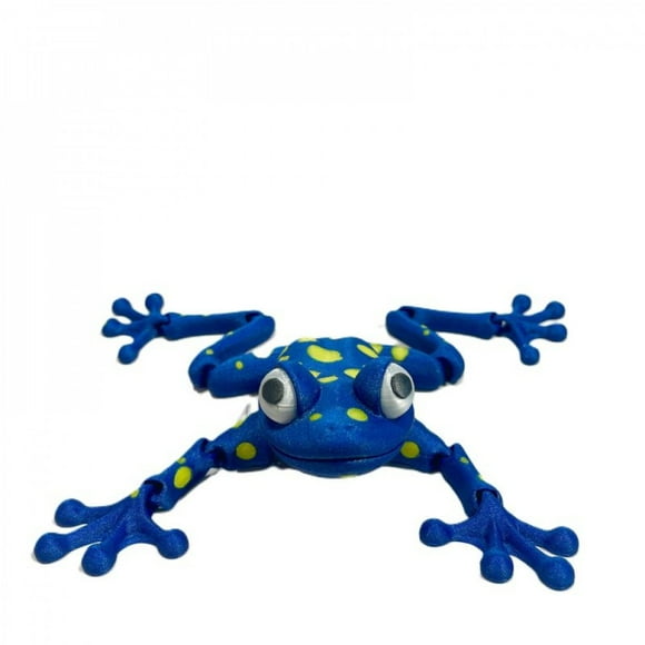 3D Printed Blue With Yellow Dots Frog Figurine
