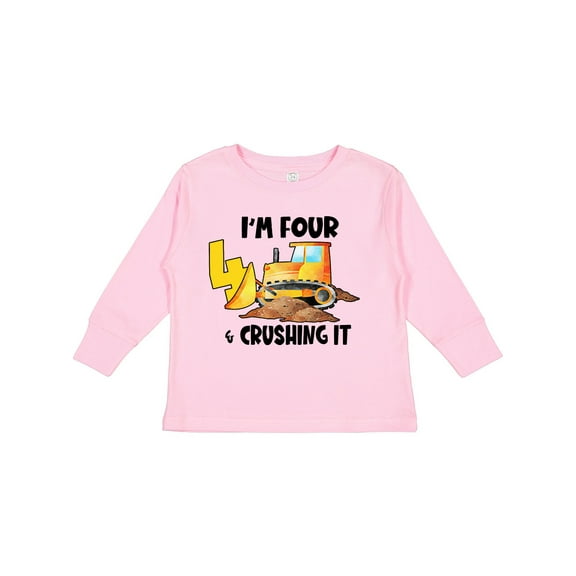 Inktastic I'm 4 and Crushing It Construction 4th Birthday Boys or Girls Long Sleeve Toddler T-Shirt