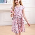 thumbnail image 4 of Taybagh Girls Summer Dress Short Sleeve Round Neck Floral Print Princess Clothes for Kids Lightweight Purple Girls Dresses Size 6, 4 of 9