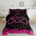 thumbnail image 2 of Manfei Boys Girls Video Game Full Size Comforter Sets 3-Piece,Abstract Plaid Gamepads Bedding Comforter Set,Black Pink Lightweight Bedding Sets,Luxury Bedroom Decor,Reversible, 2 of 8
