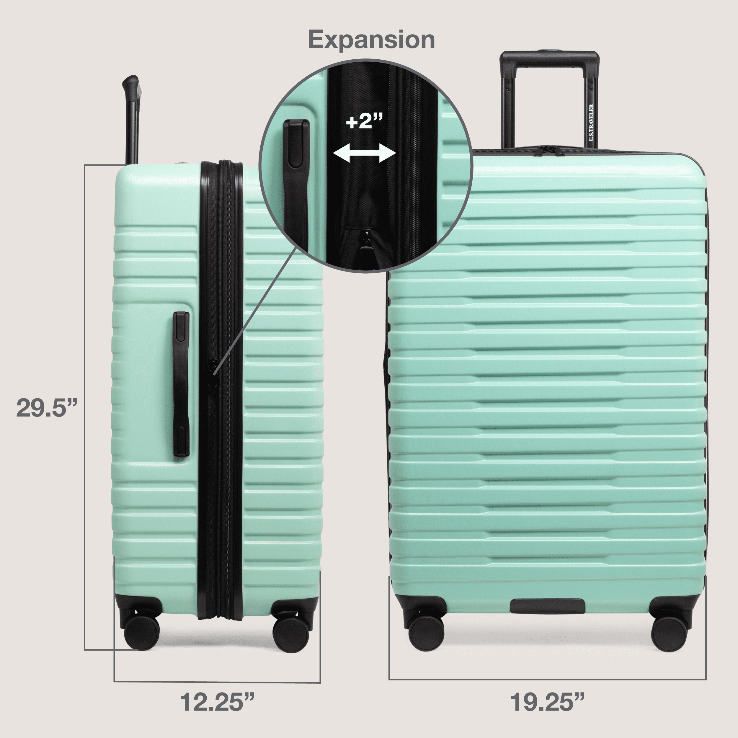 U.S. Traveler Boren Hardside Rugged Spinner Luggage, Mint, 30" Checked Large