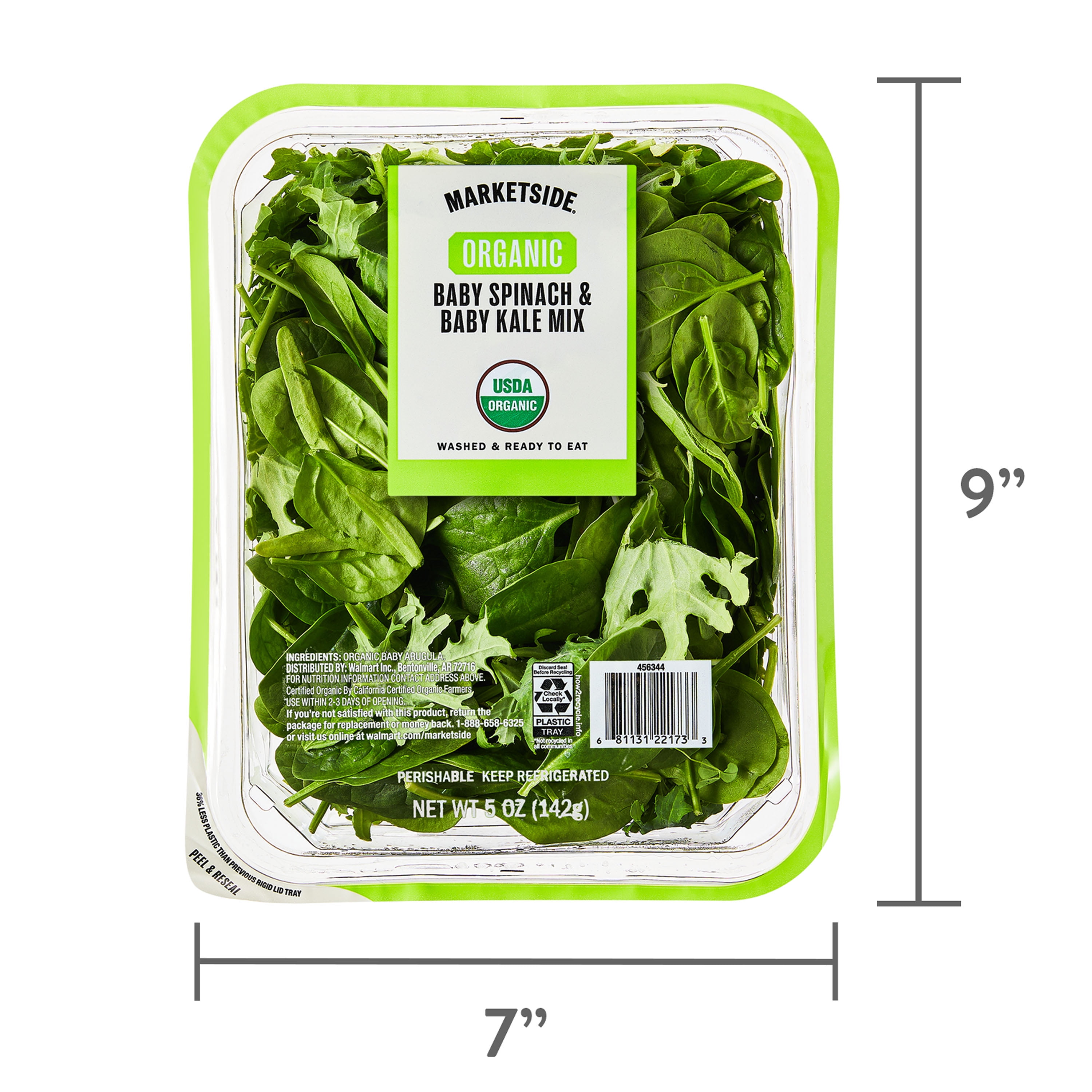 Marketside Organic Fresh Baby Spinach and Baby Kale Mix, 5 oz