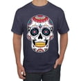 thumbnail image 1 of Wild Bobby Day Of The Dead Sugar Skull Pop Culture Men Graphic Tee, Vintage Heather Navy, X-Large, 1 of 5