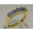 thumbnail image 2 of LBG British Made 18k Yellow Gold Natural Tanzanite Womens Anniversary Ring - 33 size options - Size 8.5, 2 of 5