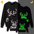 thumbnail image 1 of Camisetas navideñas a juego para la familia, diseño exclusivo luminoso, Feliz Navidad, cornamenta, sudadera familiar, 1 of 3