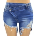 thumbnail image 5 of LYMAYTER Female Jeans Shorts Ripped Crossover Women Jeans Shorts Fashion High Waisted Skinny Denim Shorts S-2XL, 5 of 8