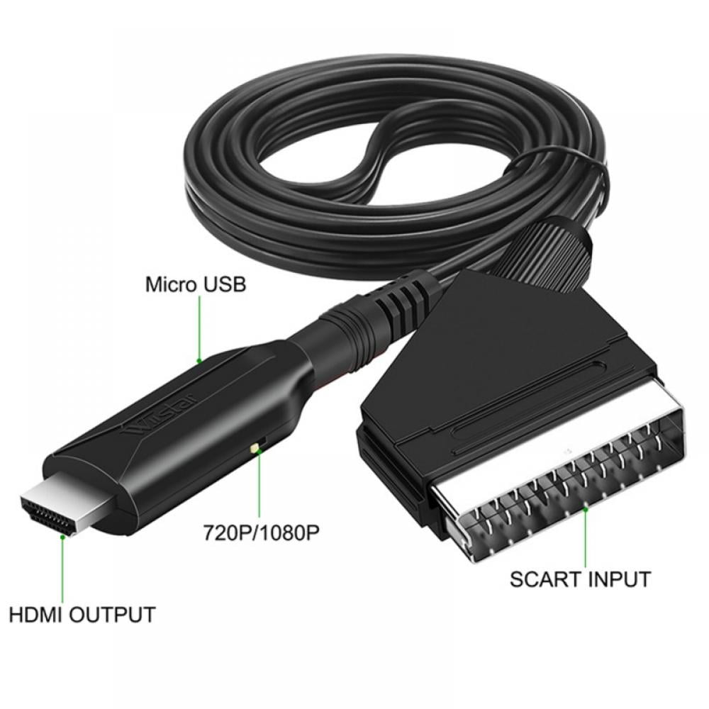 PzzPss SCART To HDMI Converter Con Cables Salida HDMI HD 720P / 1080P  Interruptor Adaptador Convertidor DE Audio Vídeo Para HDTV