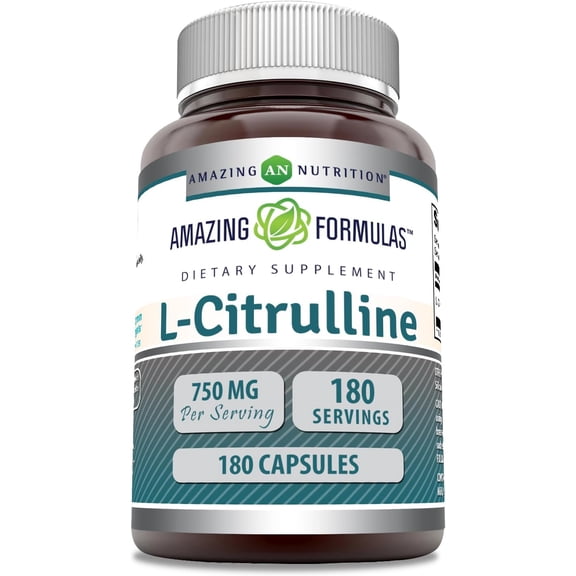 Amazing Formulas L-Citrulline 750 mg Per Serving 180 Capsules Supplement | Amino Acid Supplement for Men & Women | Non-GMO | Gluten Free