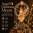 thumbnail image 2 of Enchanted Moonlight Tree Topper, Christmas Tree Topper Golden Crescent Glow, Dangling Snowflake Charm, Lighted Festive Ornament, Magical Holiday Centerpiece(Angel's Christmas Moon), 2 of 8