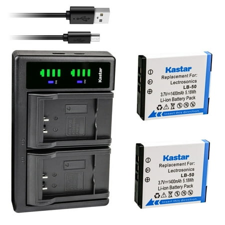 Kastar 2-Pack Battery and LTD2 USB Charger Compatible with Lectrosonics LB-50 Battery Lectrosonics 40117 Lectrosonics SSM Transmitter & IFBR1B Receiver IFBR1B Bodypack Receiver