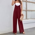thumbnail image 5 of HBFAGFB Combinaison Femme Fines Bretelles Hauts Décontractés Jambes Larges avec Poches Rouge Taille G, 5 of 5
