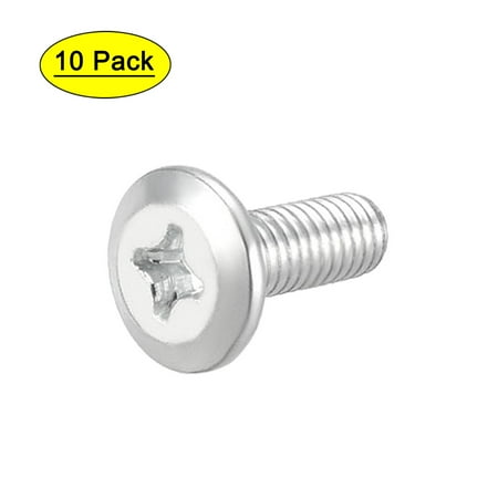 

M6x16mm Phillips Head Machine Screws Zinc Plated Cross Screw Fasteners Bolts Full Thread Carbon Steel 10Pcs