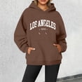 thumbnail image 2 of NinXxx Women's Letter Printed Round Neck Pullover Long Sleeve Hoodie Brown L, 2 of 4