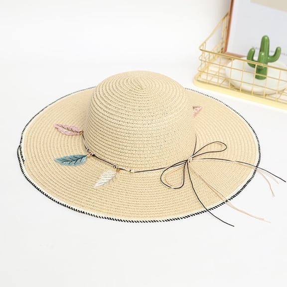 DOPI Stylish Hats Womens Sunshade Wide Brims Hat Outdoor Summer Sunscreen Beach Straw Sun Hat