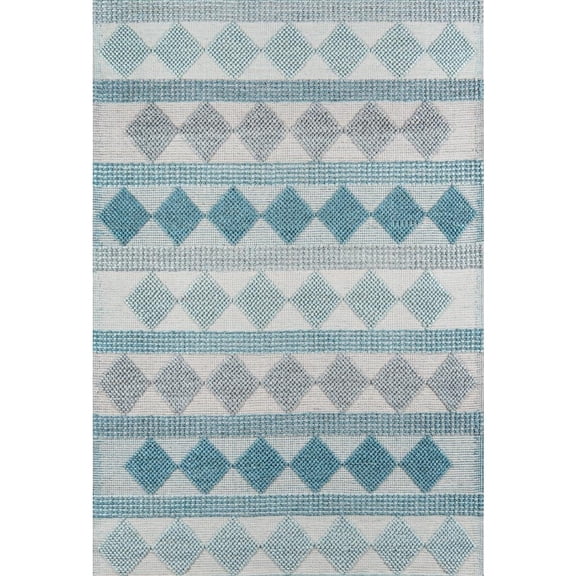 Momeni Andes Hand Woven Wool and Viscose Blue Area Rug 2' X 3'
