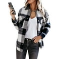 thumbnail image 4 of KOMOO Women Plaid Shirts Coats Casual Long Sleeve Lapel Button Loose Jacket Vintage Oversize Coats, 4 of 4