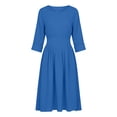 thumbnail image 4 of Guieoi Womens Dresses Summer 2026 Fall Round-Neck Maxi Dress Blue XL, 4 of 7