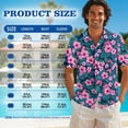 thumbnail image 6 of Xixirimido Pink Hibiscus Palm Leaf Print Couples Matching Vacation Outfits Men's Breathable Short Sleeve Shirt & Women's Irregular Hem Dress Coordinated Summer Wear for Dating, 3XL, 6 of 7