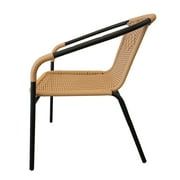 RTC Group Furniture Stackable Rattan Dining Chair, Set of 4 for Indoor/Outdoor Patio Restaurant, Porch, Backyard Beige