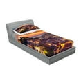 thumbnail image 2 of Ambesonne Colorful Fitted Sheet & Pillow Sham Set, Cityscape of Lisbon, Twinxl, Brown, 2 of 2