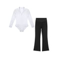 thumbnail image 3 of TiaoBug Mens Latin Tango Rumba Dance Outfit Long Sleeve Shiny Rhinestones Leotard with Flared Pants White&Black XXL, 3 of 7
