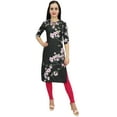 thumbnail image 5 of Bimba Women's Black Moss Georgette Kurti Summer Floral Printed Tunic Kurta-4, 5 of 6