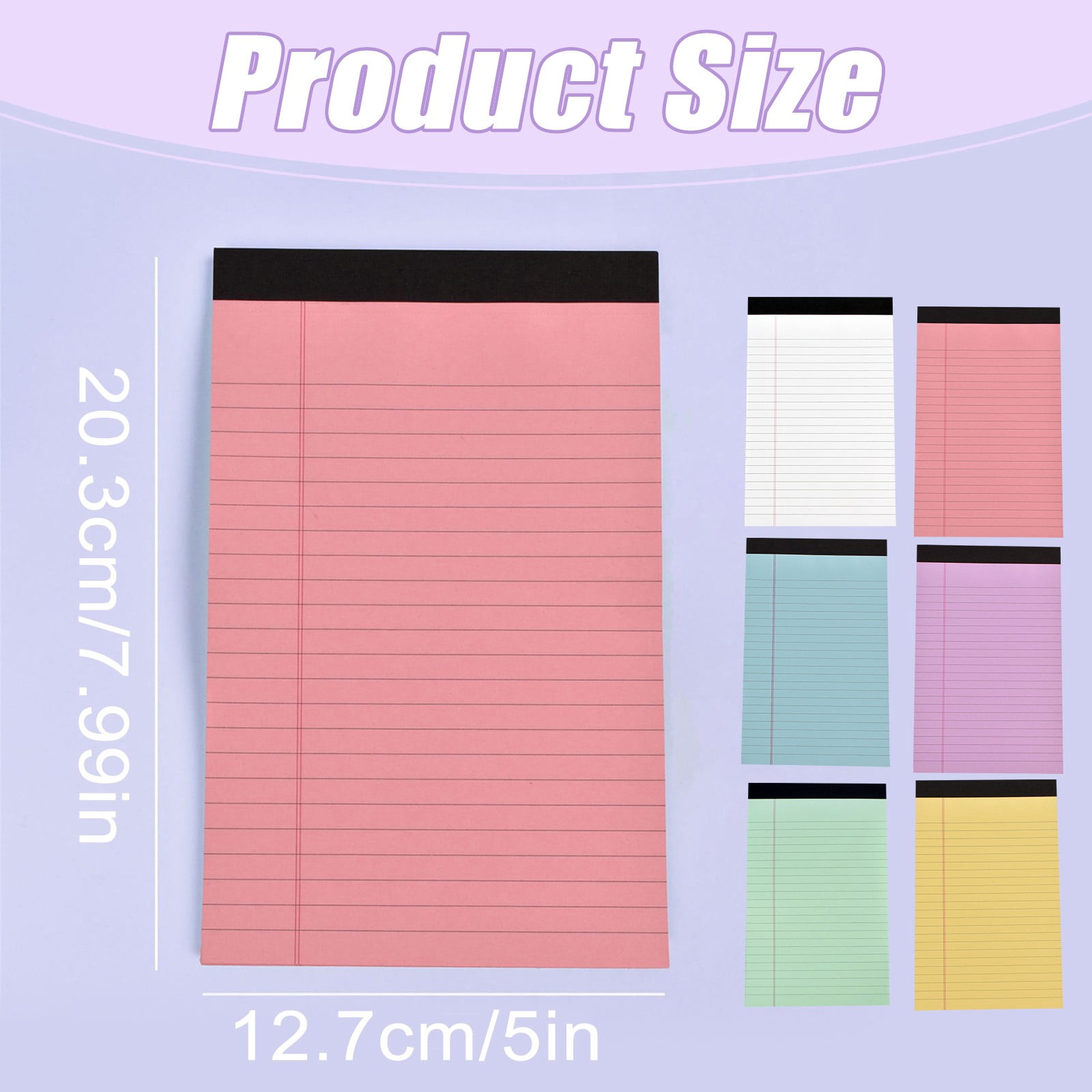 5 Pack College Ruled Note Pads for Note Taking To-Do Lists Daily Office Study,5x8"Perforated Legal Pads Colorful Writing Pads Narrow Ruled Small Notebooks,150 Sheets Thick Paper No Ink Bleed,Green*5