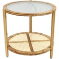 thumbnail image 6 of Modern Rattan Coffee Table Round Double-Layer Solid Wood Desktop Tea Table with Glass Tabletop for Living Room,Dining Room and Bedroom,Round Rattan Coffee Table Wood Table Center Table with Storage, 6 of 9