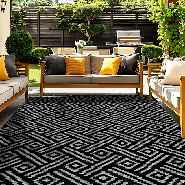 Tapis d'Extérieur Tapis d'Extérieur en Paille Plastique pour Patio Tapis Réversible d'Extérieur pour Camping Terrasse VR x Tapis de Zone Balcon Porche Cour Arrière et