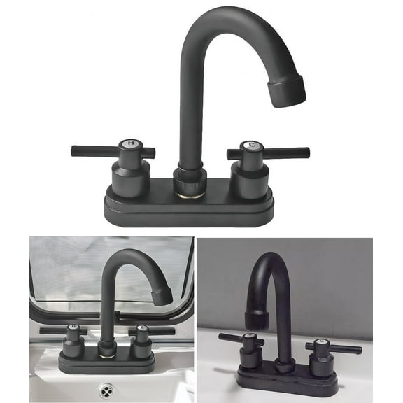 Bathroom Faucet 4inch 2 Handles Centerset Suit for 2 or 3 Mounting Holes, Lavatory Hot and Cold Mixer Tap, Mattle Black