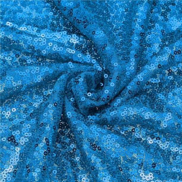 Tela de Lentejuelas Azul Lago Oscuro, por Yarda, 1 Yarda de Longitud 4.3 pies de Ancho Tela de Terciopelo Brillante y Centelleante para Costura DIY, Vestido, Fondo, Mantel, Camino de Mesa
