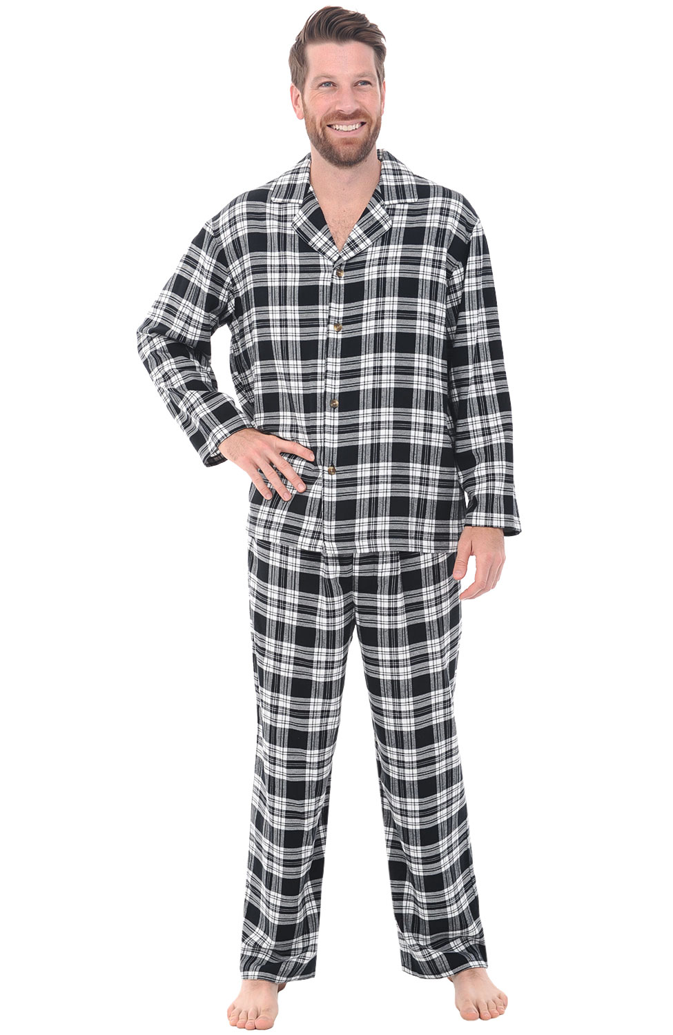 Sleep & Lounge Clothing Long Cotton Plaid Pj Set Alexander Del Rossa