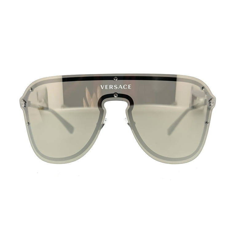 Versace Light Grey Mirror Silver Shield Unisex Sunglasses VE2180 10006G 44