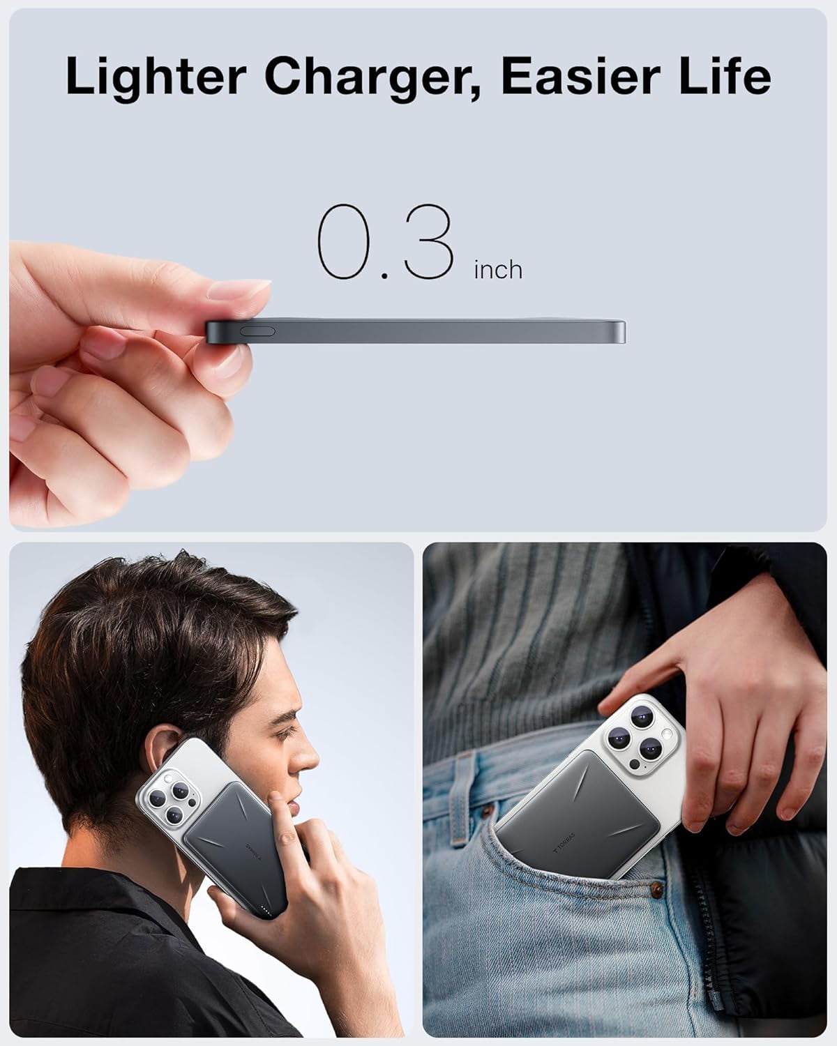for MagSafe Portable Charger, Ultra Slim 5,000mAh Wireeless Magnetic Power Bank Fast Charging Battery Pack with USB-C Cable, Magsafe-Compatible Charger for iPhone 16 Pro Max/16 Pro/15/14/13/12