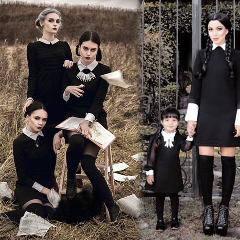 Wednesday Addams  Wednesday addams halloween costume, Halloween costumes  for girls, Family halloween