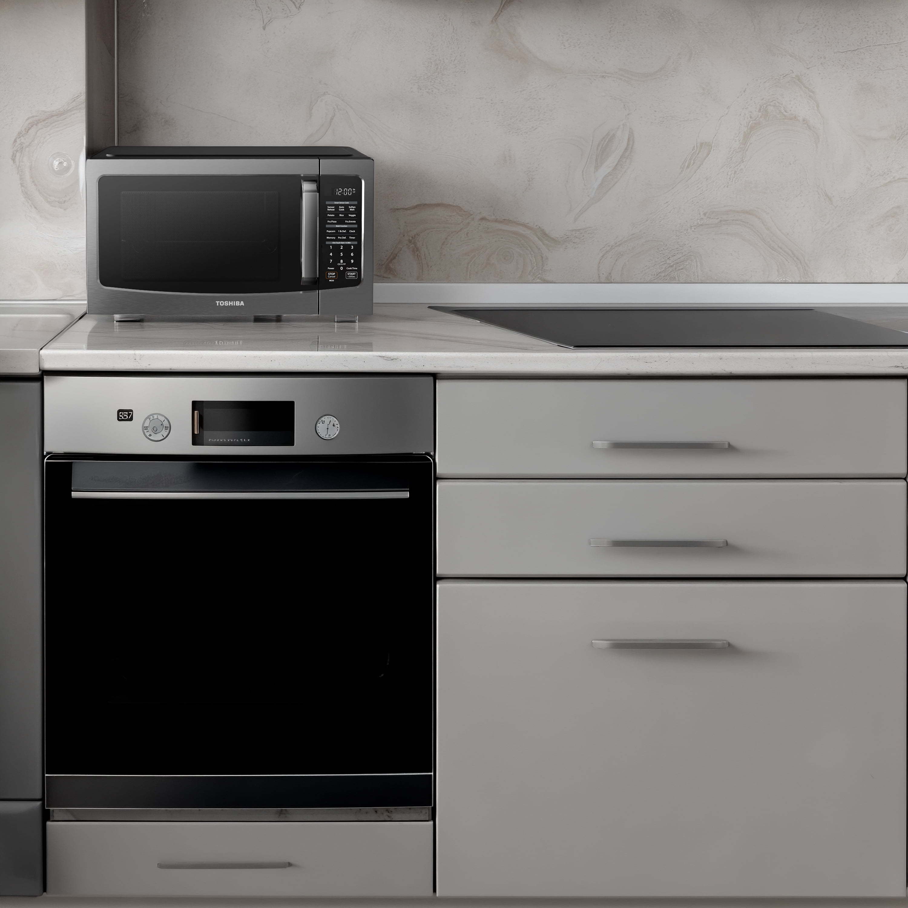 Toshiba 1.2 cu. ft. Black Stainless Steel 1000-Watt Microwave Oven
