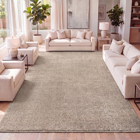 JONATHAN Y SUPERSOFT 8 x 10 Area Rug, Haze - Beige, SEU100G-8