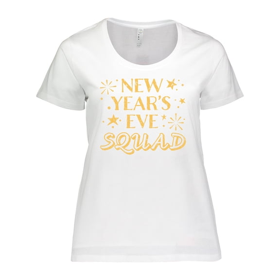 Inktastic New Year's Eve Squad with Stars in Gold Women's Plus Size T-Shirt