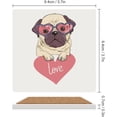 thumbnail image 2 of GZHJMY Square Drink Coasters, 4 Pcs Bulldog with Heart of Love Absorbent Ceramic Coffee Coasters for Drinks with Cork Base Housewarming Gift for Home Decor, 2 of 6