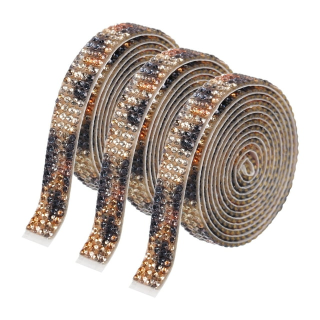 Unique Bargains 3Roll 3 Yards 8mm Self Adhesive Diamond Ribbon for Arts & Crafts,Black,Yellow