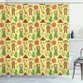 thumbnail image 1 of Taco Shower Curtain, Mexican Culture Objects with Maracas and Vihuela Music Man and Woman Cactus Cartoon, Fabric Bathroom Set with Hooks, 69W X 84L Inches Extra Long, Multicolor, by Ambesonne, 1 of 3