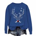 thumbnail image 2 of Aobny Christmas Womens Casual Tops Long Sleeve Crew Neck Blue Sweatshirts Pullover Holiday Hoodie Low Cut Tops for Women,M, 2 of 5