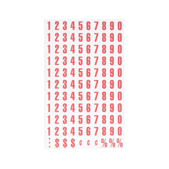 Number Accessory Magnets, Red on White