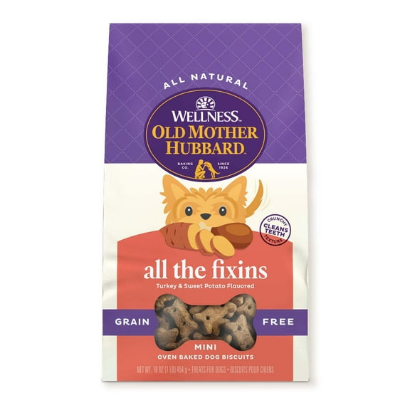 Old Mother Hubbard by Wellness All The Fixins Grain Free Natural Mini Biscuits Dog Treats, 16 oz bag
