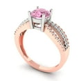 thumbnail image 2 of Clara Pucci 14K White/Rose Gold Solid Gold Pink Solitaire with Accents Anniversary Ring for Women - 1.27 cttw Round Cut, 2 of 8