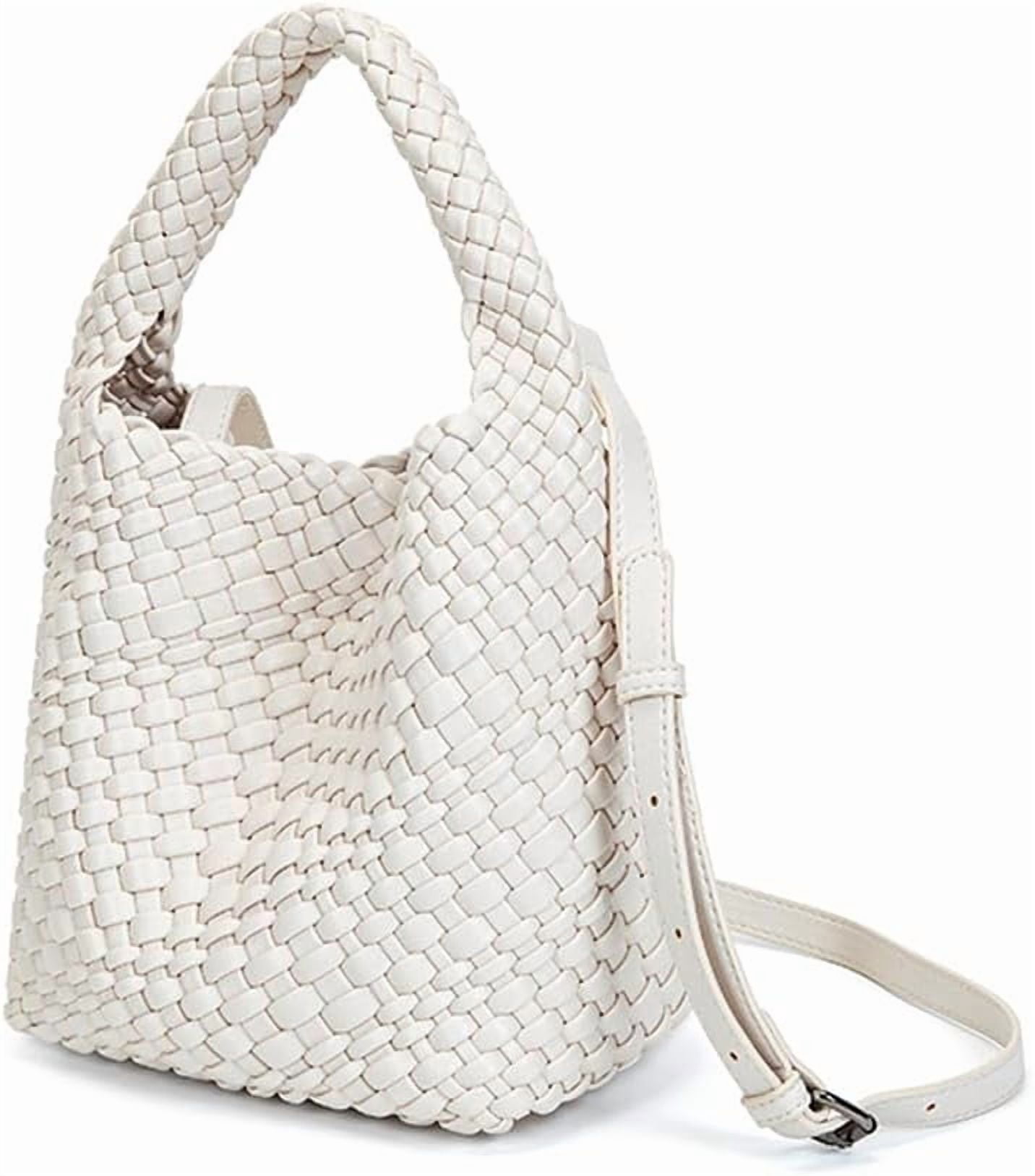 CAILDANL Woven Leather Bags for Women Knoted Women Handbag Designer Shoulder Bucket Purse Handmade Fashion Tote Hobo Bag Small