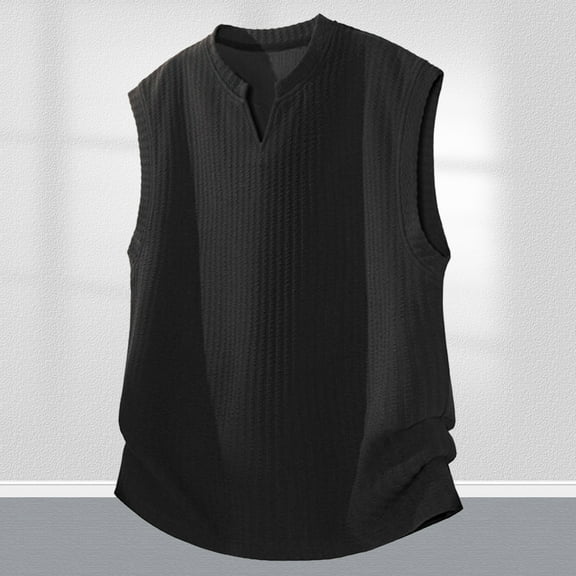 Yusimy Men's Summer Vest Sleeveless Round Neck Button Pocket Solid Color Casual Fashion Style