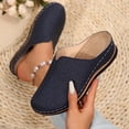 thumbnail image 5 of HTHLVMD Women's Embossed Mules, Closed Toe Slip On Shoes, Home Casual Shoes, Retro Leather Shoes, Closed Toe Clogs for Women Slip-On Mules: Comfortable Women's Mule & Clog, Navy 9, 5 of 7